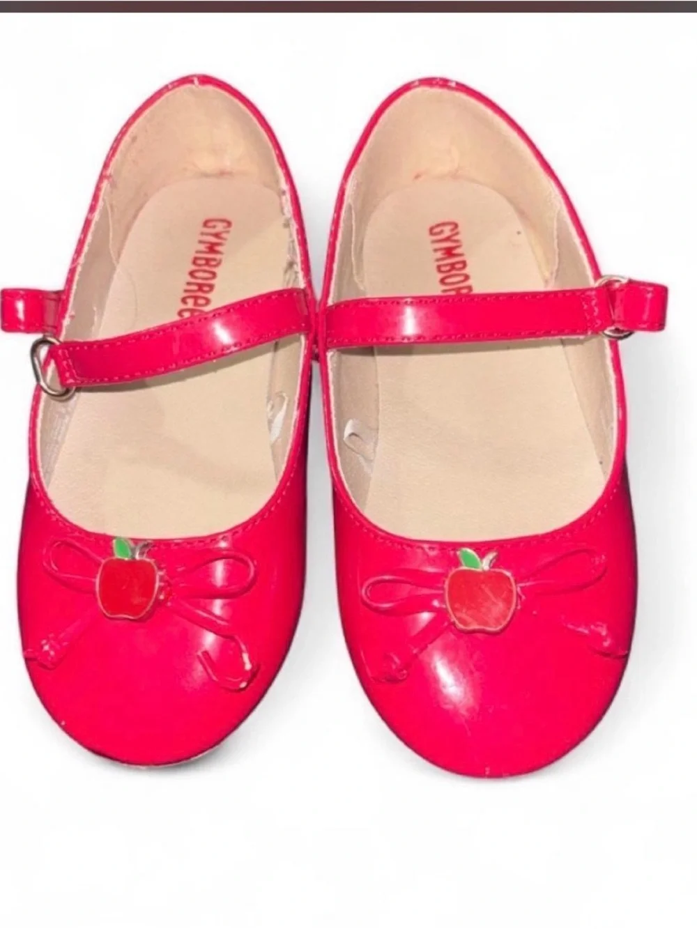 Gymboree Girls Red Patent Mary Janes with Apple Accent